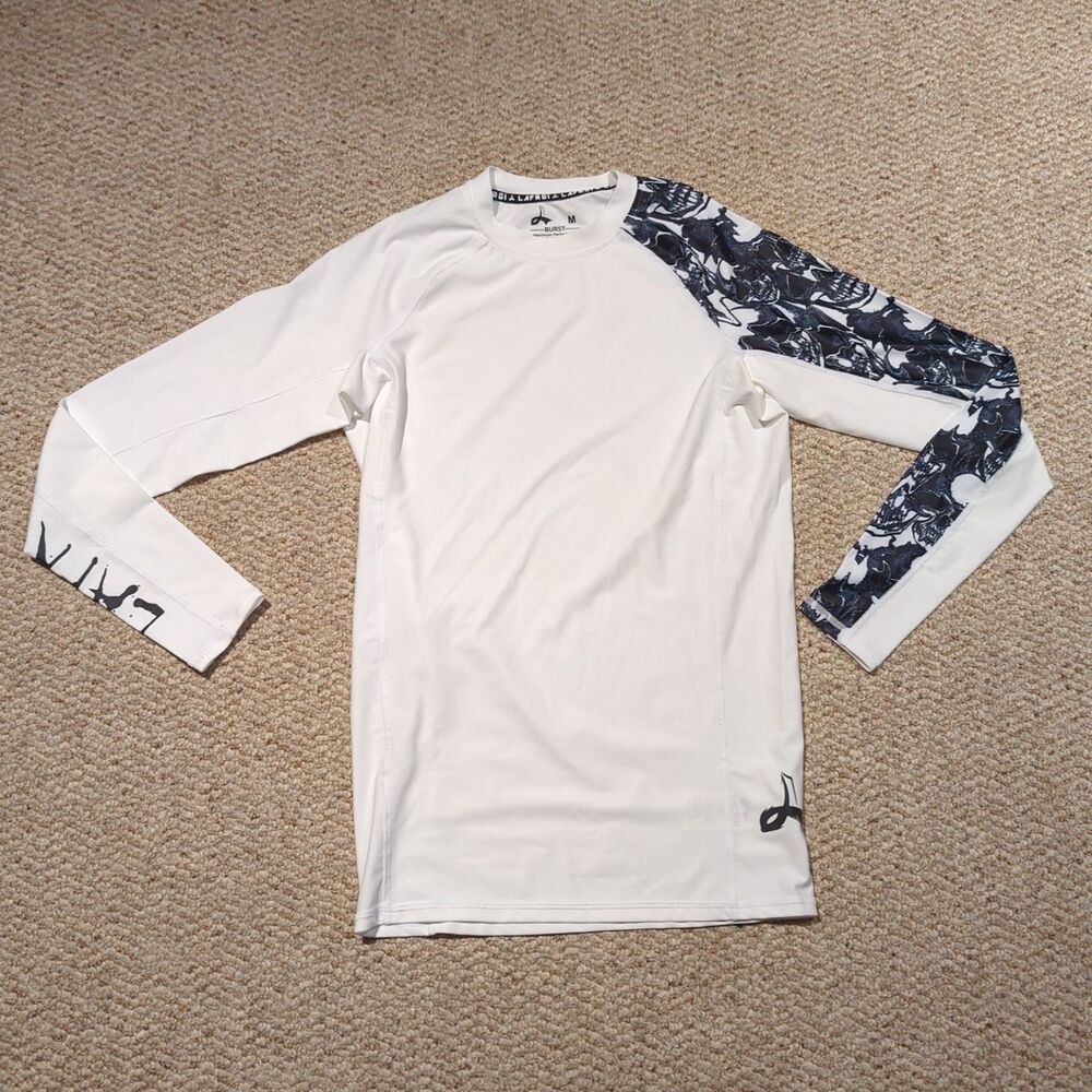 LAFROI Burst Maximum Performance Rash Guard Shirt M White Black Skulls